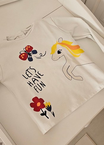 Beyaz Kız Çocuk Baskılı Uzun Kollu Tişört - Görsel 2