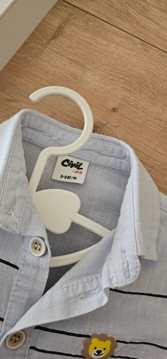 Gri Nakışlı Erkek Çocuk Kısa Kollu Gömlek - Görsel 2