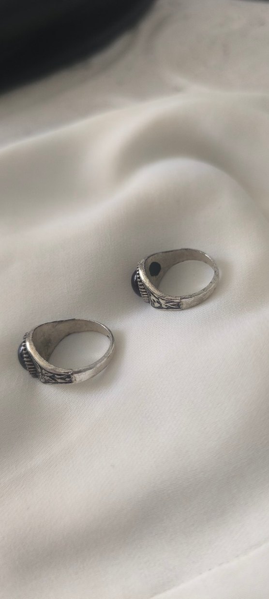 Vintage Siyah ve kahverengi taşlı yüzük - Görsel 3