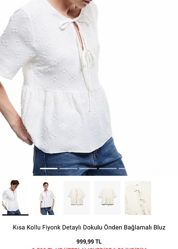 beyaz bağlama detayli bluz - Görsel 3