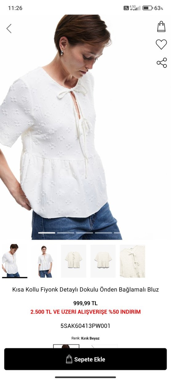 beyaz bağlama detayli bluz - Görsel 3