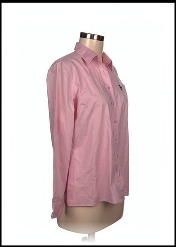 Pembe Düğmeli Uzun Kollu Kadın Gömlek - Görsel 2