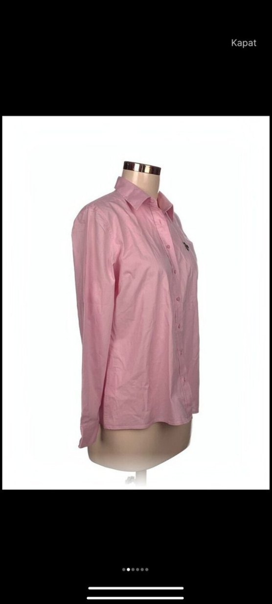 Pembe Düğmeli Uzun Kollu Kadın Gömlek - Görsel 2