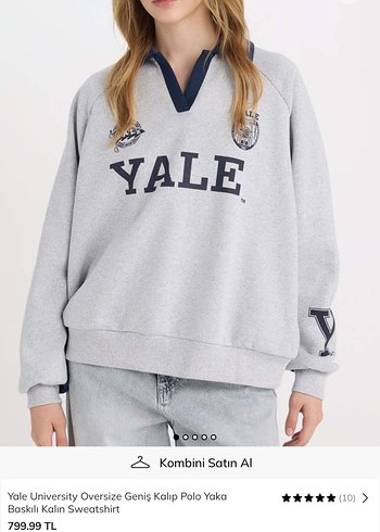 Yale Gri Oversize V Yaka Sweatshirt