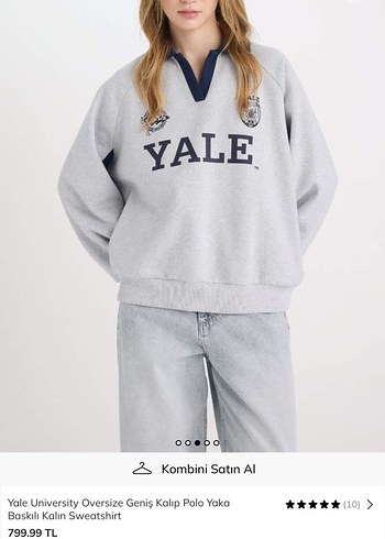 xl Beden Yale Gri Oversize V Yaka Sweatshirt