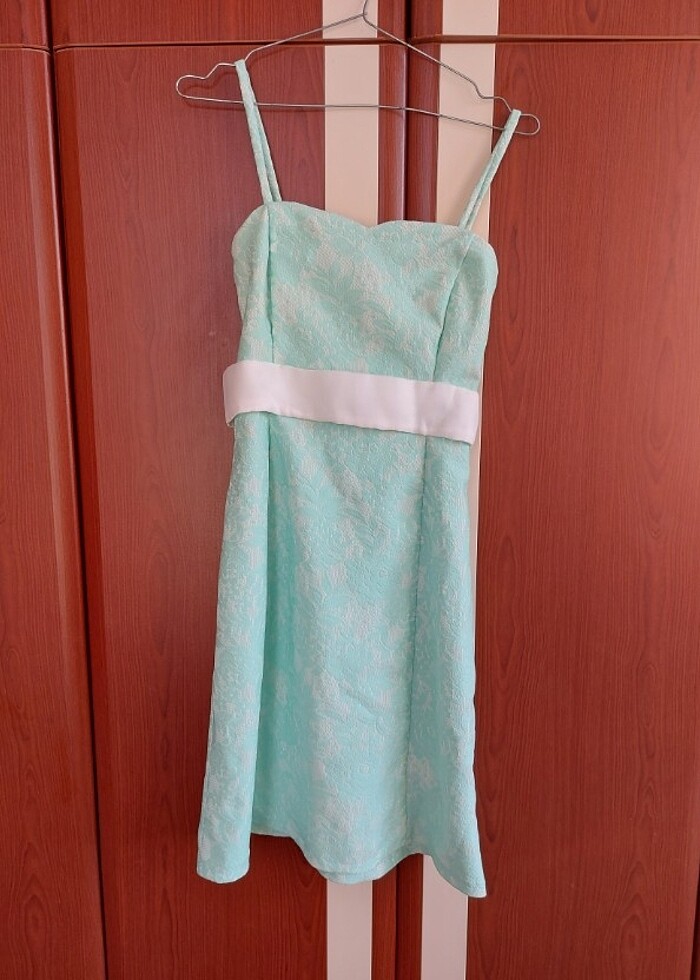 Mezuniyet  İçin Özel Dikim Su Yeşili Elbise.Tam boy askı dahil 9 - Görsel 3