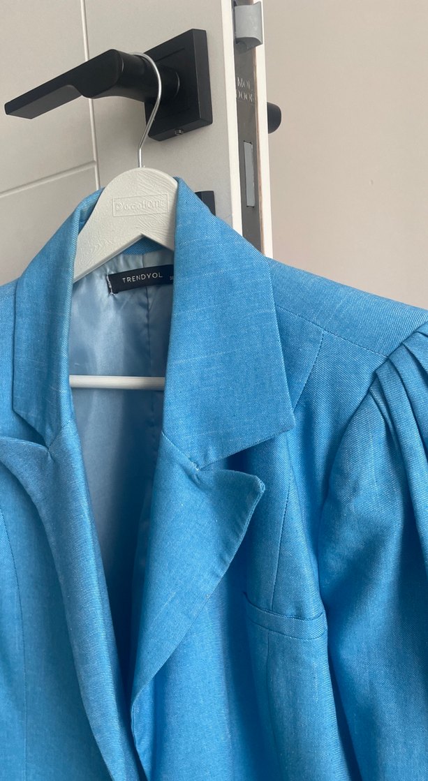 Mavi Keten Kadın Blazer Ceket - Görsel 4