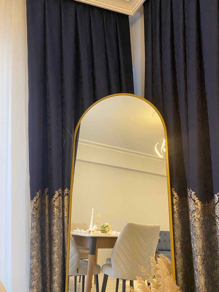 Parlak Mavi Desenli Geleneksel Perde - Görsel 2