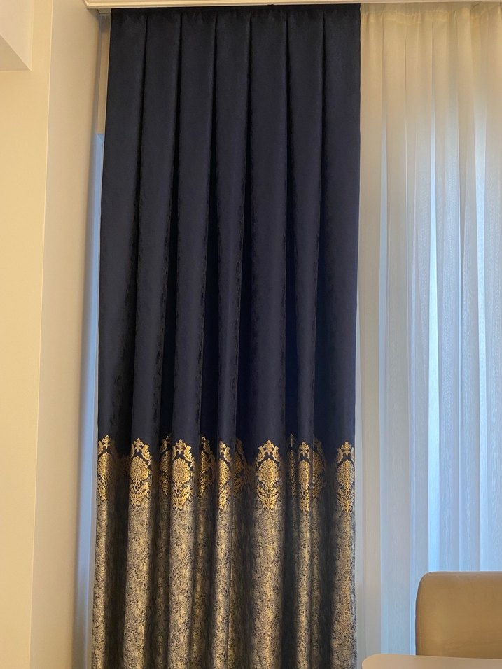 Parlak Mavi Desenli Geleneksel Perde - Görsel 3