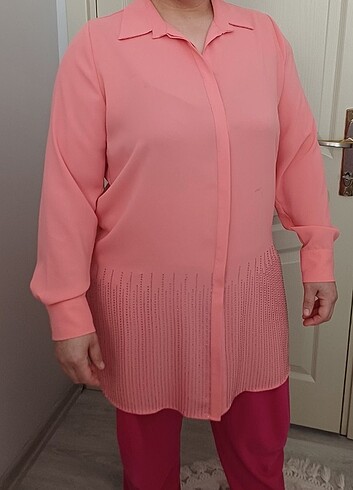 Taşlı Pembe Tunik