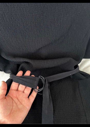 Mango Siyah Kemerli Uzun Kadın Elbise - Görsel 3