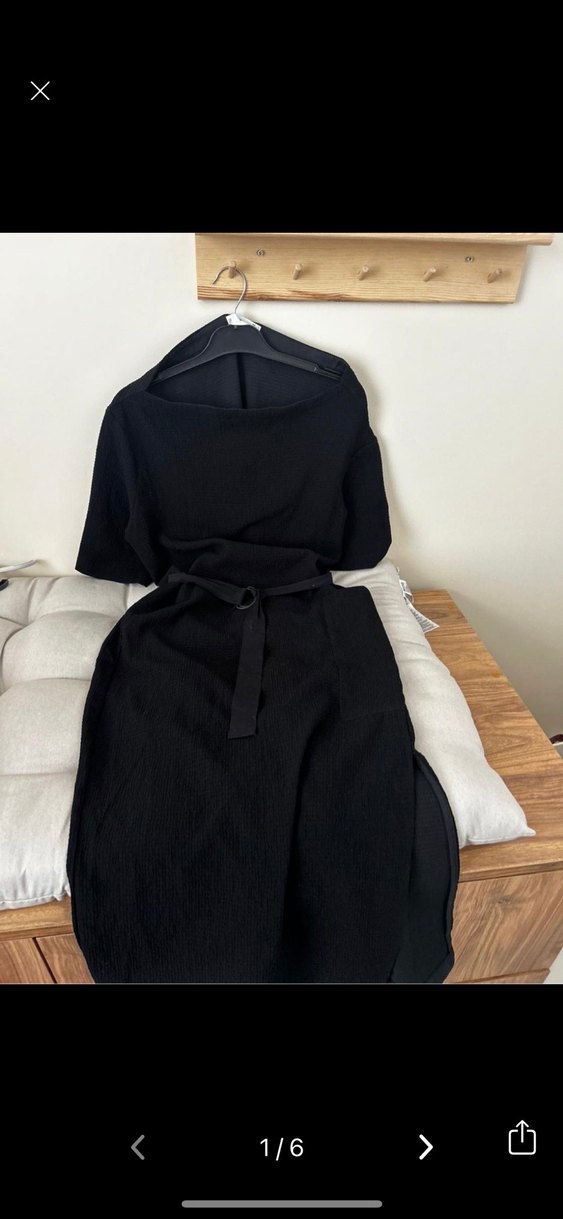 Mango Siyah Kemerli Uzun Kadın Elbise - Görsel 2