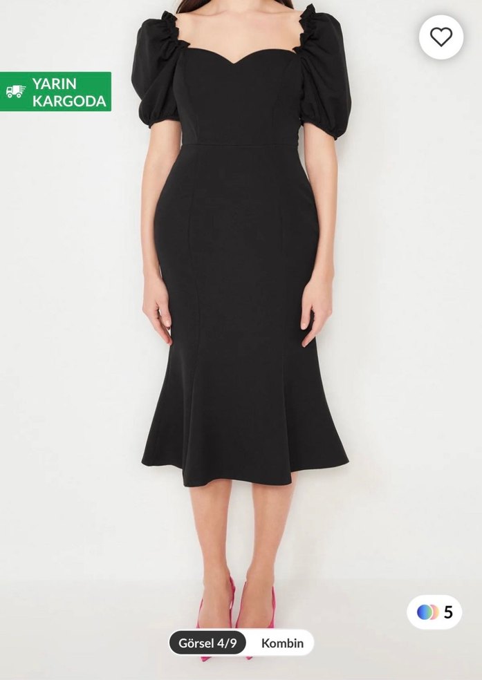 Siyah milla Midi Elbise - Görsel 3