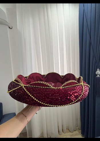 Bordo Pul İşlemeli ikili kına tepsisi - Görsel 3