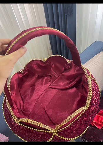 Bordo Pul İşlemeli ikili kına tepsisi - Görsel 4