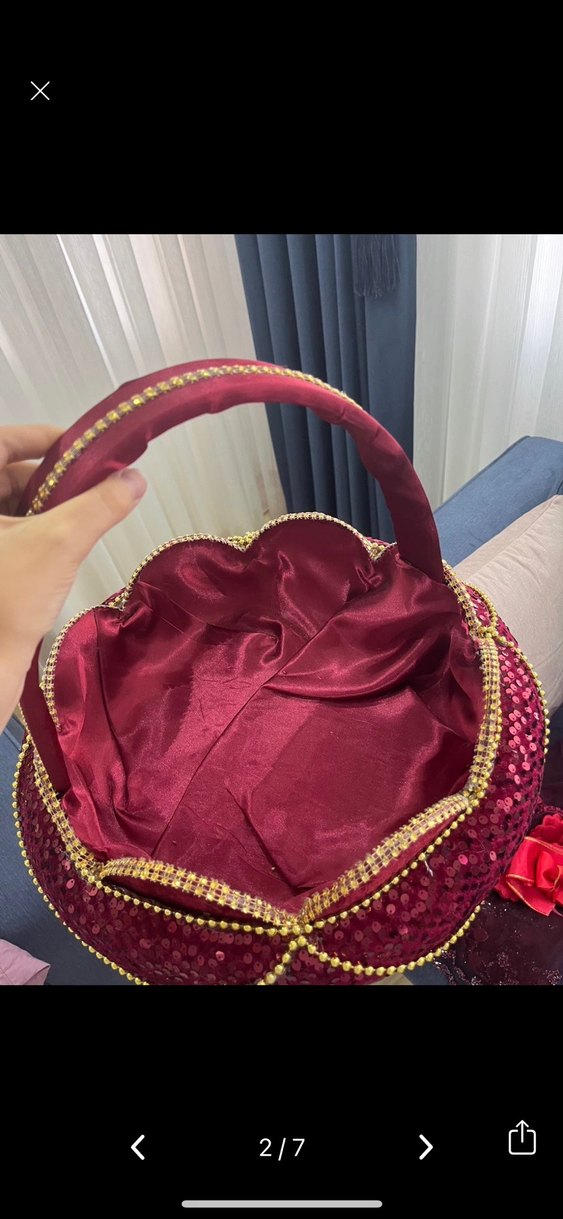 Bordo Pul İşlemeli ikili kına tepsisi - Görsel 4