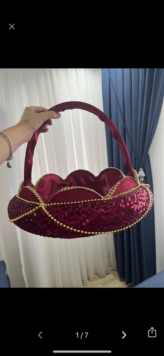 Bordo Pul İşlemeli ikili kına tepsisi - Görsel 5