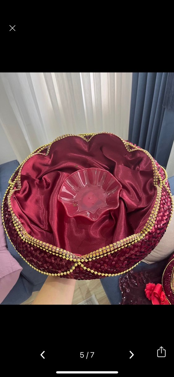 Bordo Pul İşlemeli ikili kına tepsisi - Görsel 2