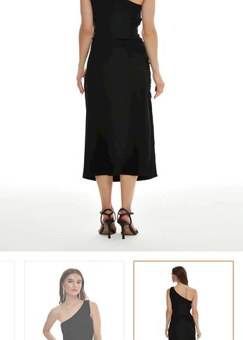 Tek Omuzlu Siyah Elbise - Görsel 4