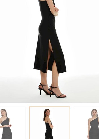 Tek Omuzlu Siyah Elbise - Görsel 5