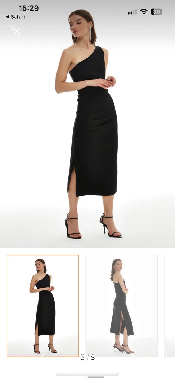 Tek Omuzlu Siyah Elbise - Görsel 3