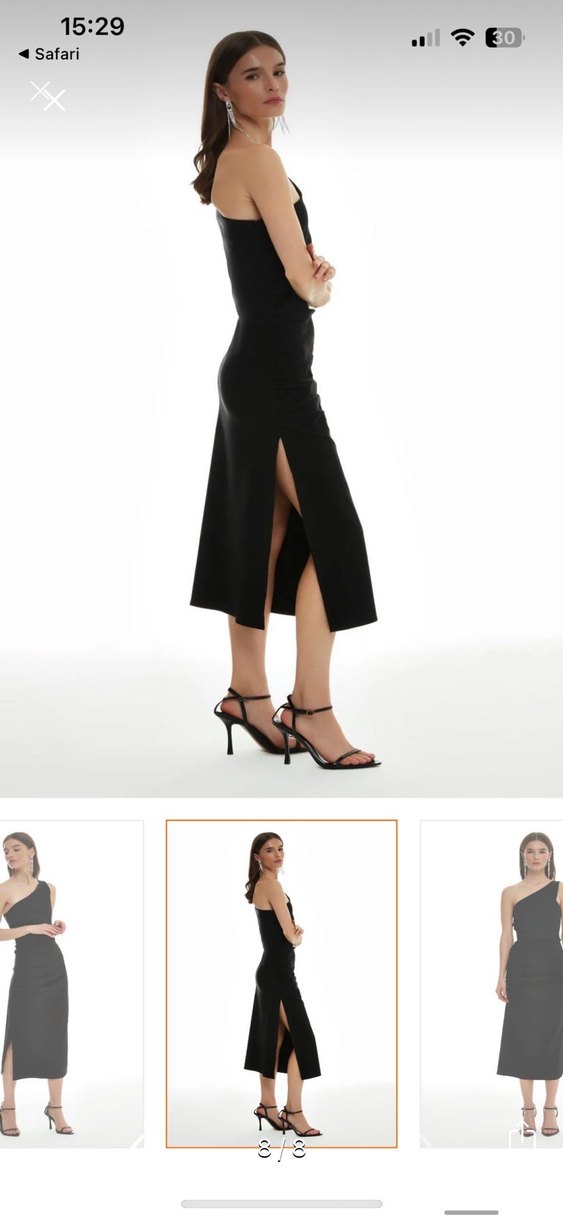 Tek Omuzlu Siyah Elbise - Görsel 5