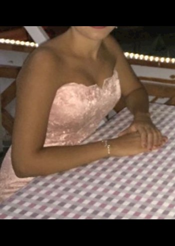 Pudra Dantel İşlemeli Straplez Uzun Abiye - Görsel 2