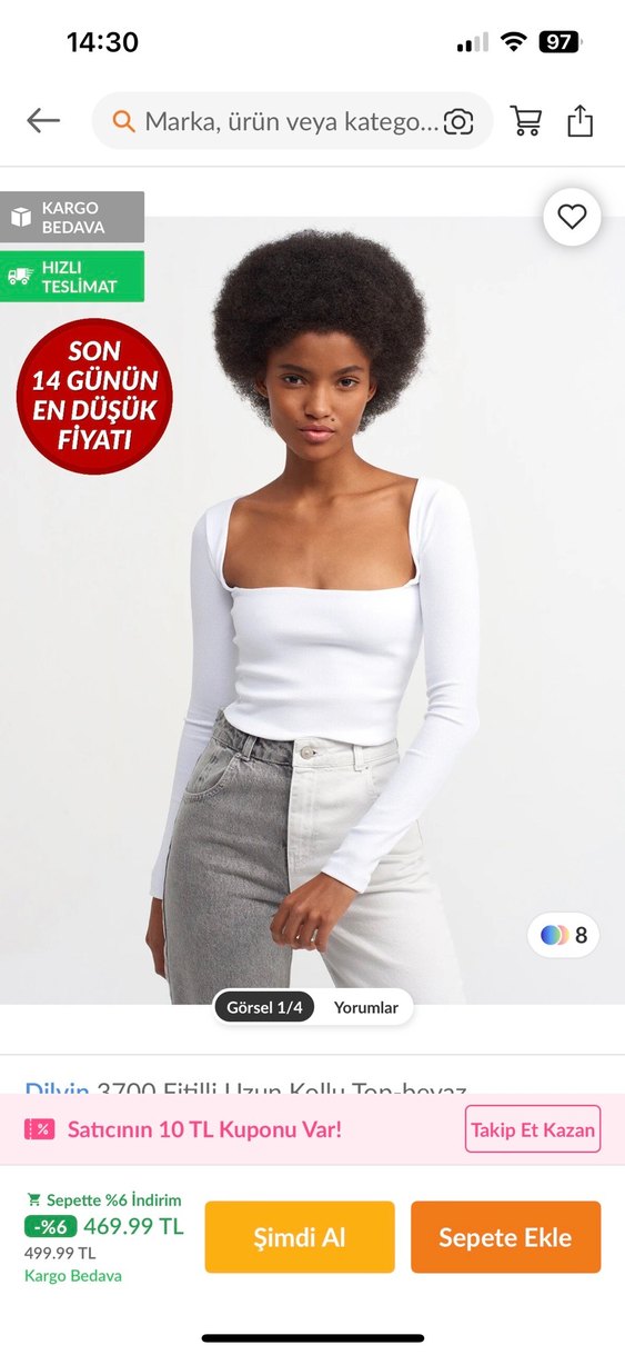 Beyaz Uzun Kollu Crop Top - Görsel 3