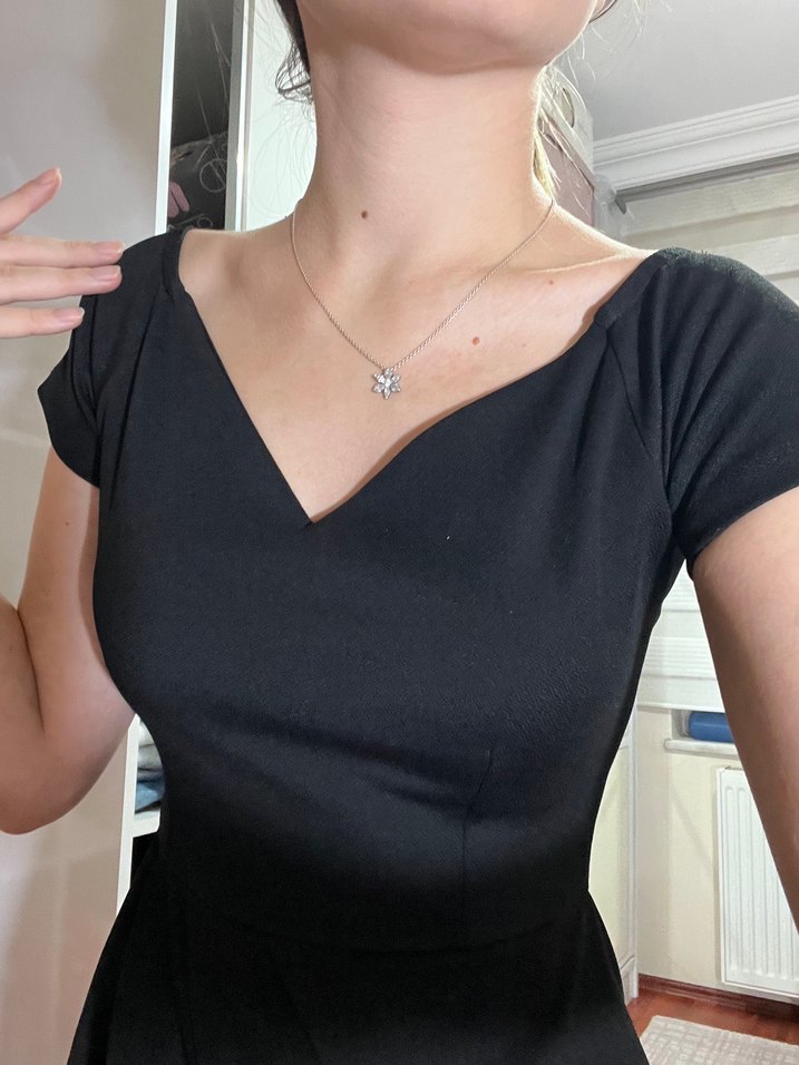 Siyah Mini Elbise - Görsel 2