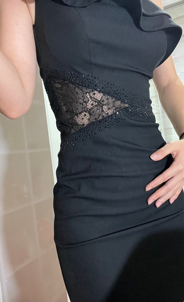 Abiye taşlı tek kol elbise - Görsel 2