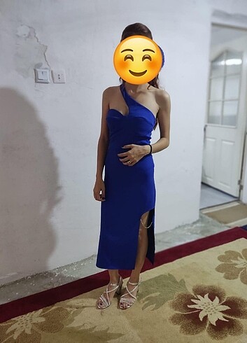 Diğer mavi dekolteli elbise