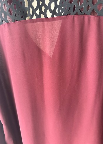 Bordo V Yaka Dantel Detaylı Kadın Bluz - Görsel 4