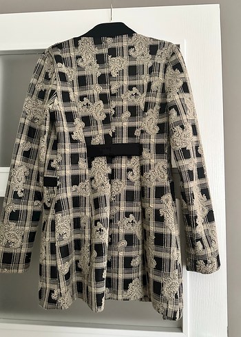 Düğmeli Desenli Kadın Blazer Ceket - Görsel 2