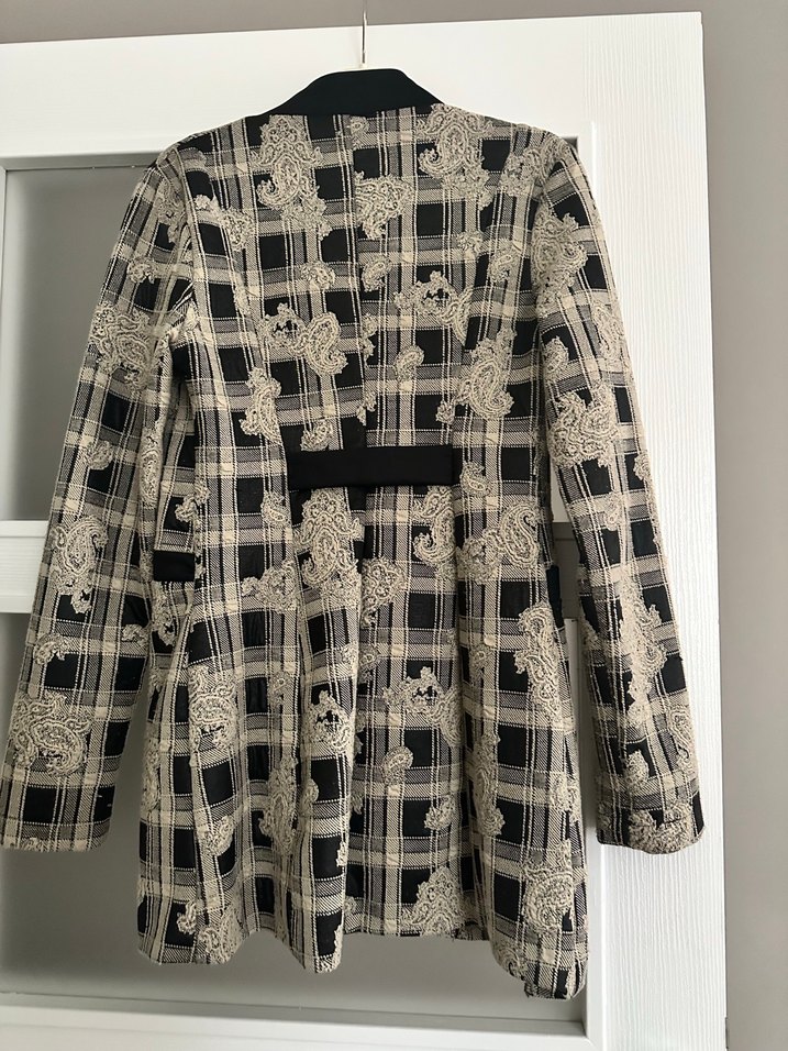 Düğmeli Desenli Kadın Blazer Ceket - Görsel 2