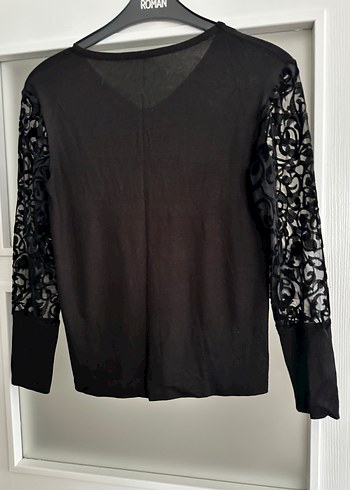Dantel Detaylı Siyah V Yaka Kadın Bluz - Görsel 2