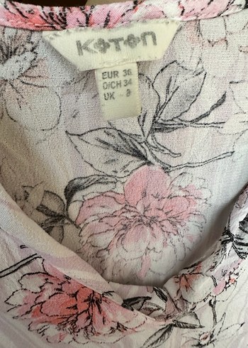 V Yaka Kısa Kollu Desenli Keten Gömlek - Görsel 4