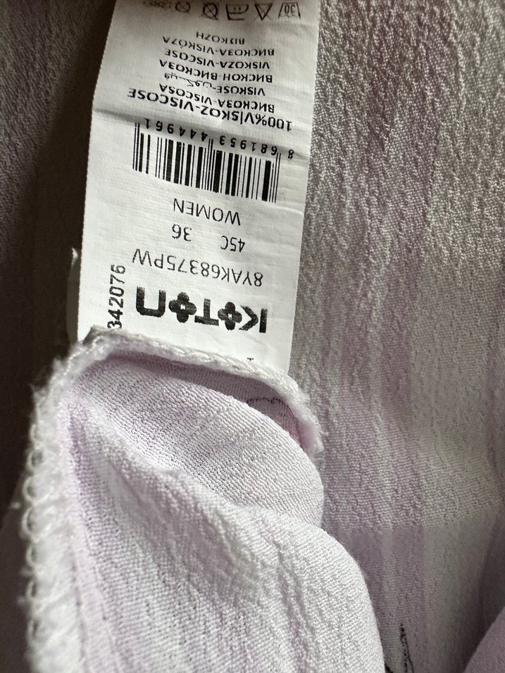 V Yaka Kısa Kollu Desenli Keten Gömlek - Görsel 5