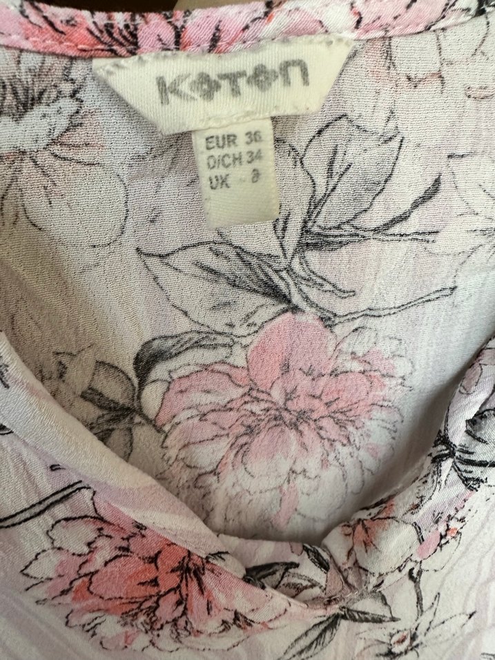 V Yaka Kısa Kollu Desenli Keten Gömlek - Görsel 4