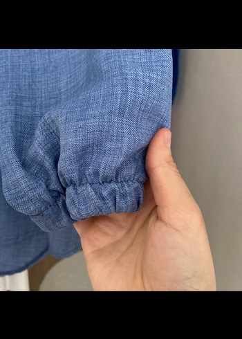 Düğmeli Uzun Keten Tunik - Görsel 3