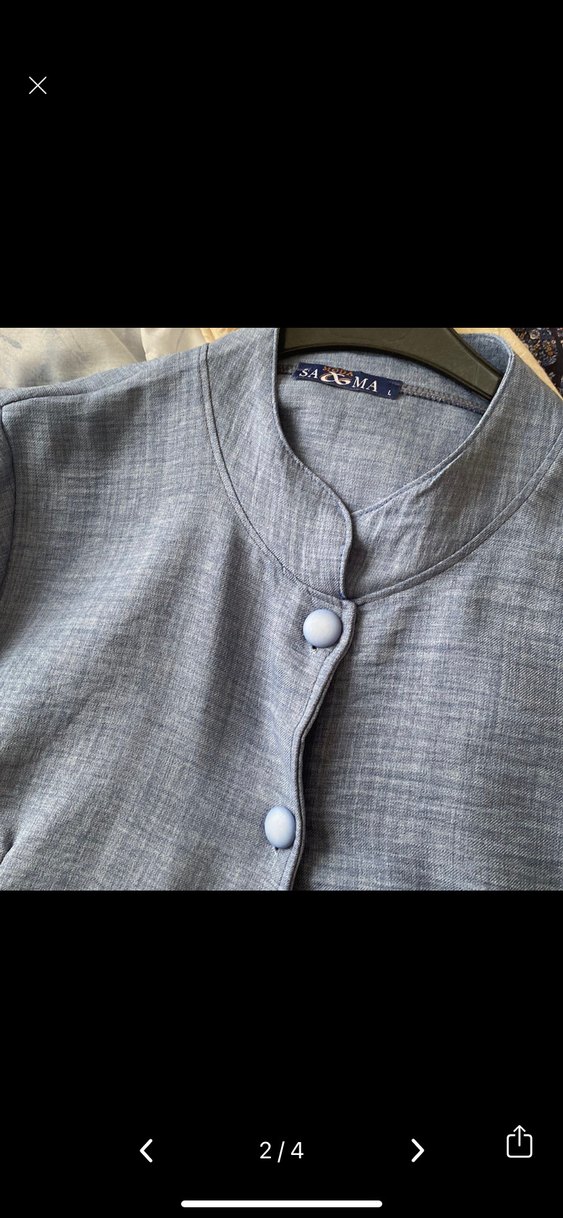 Düğmeli Uzun Keten Tunik - Görsel 2