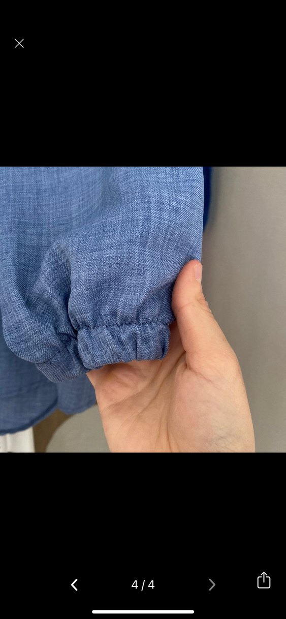 Düğmeli Uzun Keten Tunik - Görsel 3