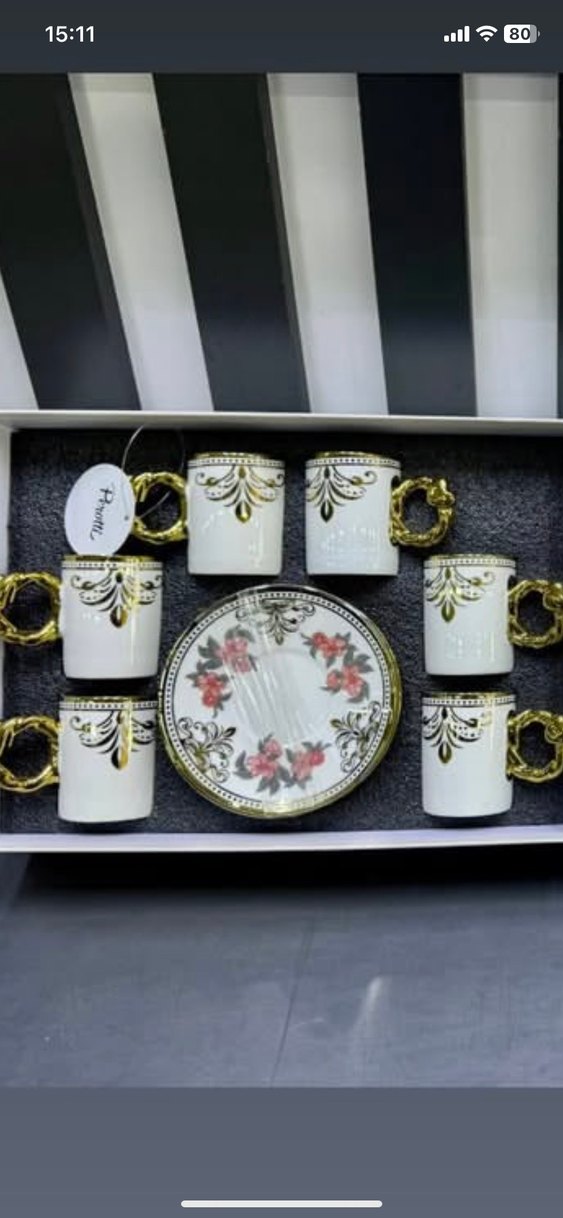 Altın detaylı beyaz fincan ve tabak seti - Görsel 2