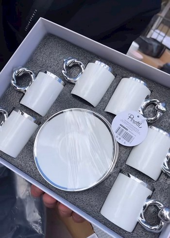 Beyaz Altın Detaylı 6'lı Fincan Takımı - Görsel 2