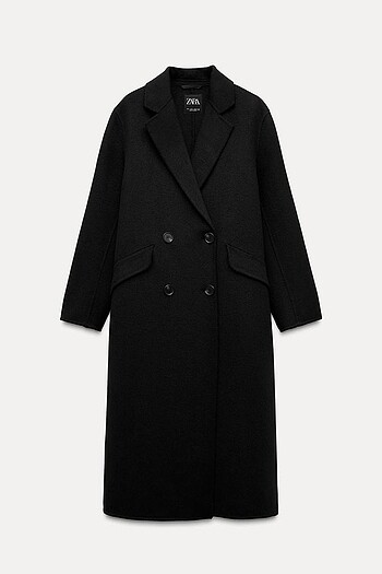 Zara yünlü kruvaze oversize kaban