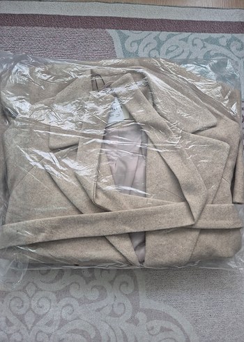 Koton Uzun Kase Kaban Kruvaze Ters Yaka Cepli Kaşe Kaban - Görsel 2