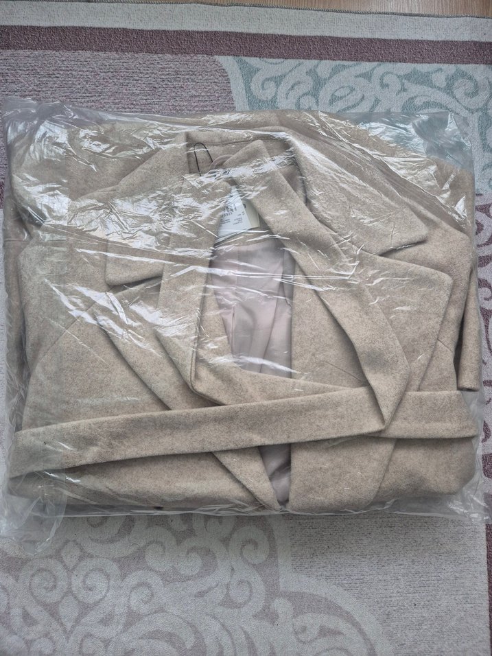 Koton Uzun Kase Kaban Kruvaze Ters Yaka Cepli Kaşe Kaban - Görsel 2