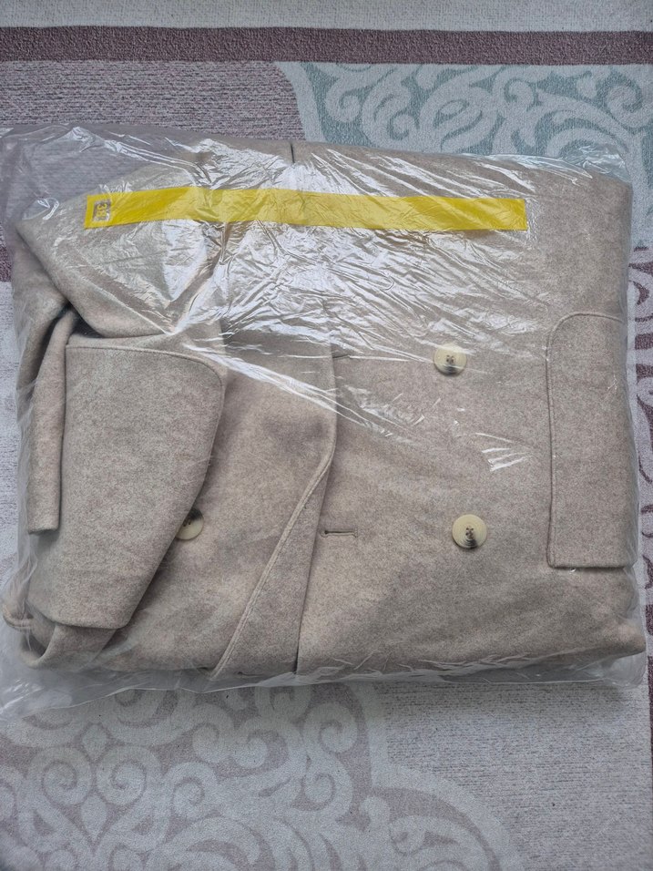 Koton Uzun Kase Kaban Kruvaze Ters Yaka Cepli Kaşe Kaban - Görsel 3