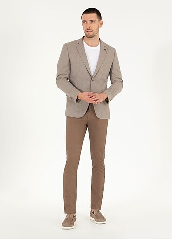 Pierre Cardin Açık Kahverengi Blazer Ceket - Görsel 10