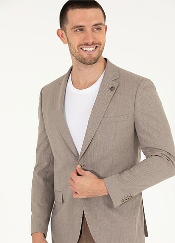 Pierre Cardin Açık Kahverengi Blazer Ceket - Görsel 7