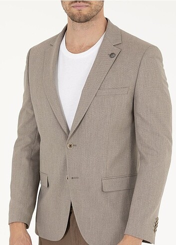 Pierre Cardin Açık Kahverengi Blazer Ceket - Görsel 8